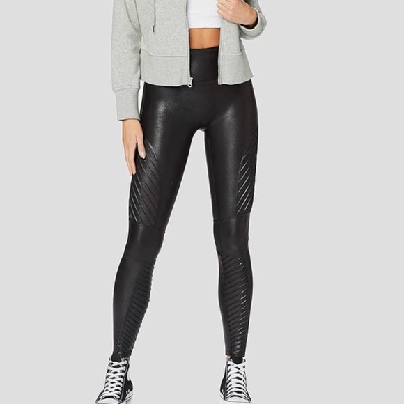 Spanx Faux Leather Moto Leggings - Picture 2 of 12